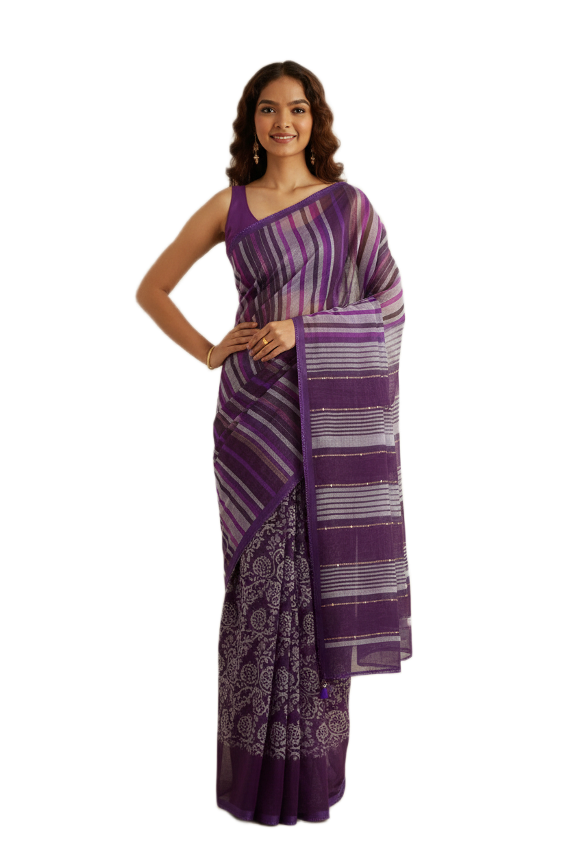 Printed Kota Cotton Saree - Image 2