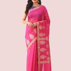 Woven Pink Tussar Saree