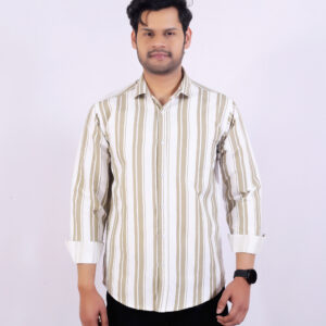 Men’s Grey& White Striped Casual Shirt