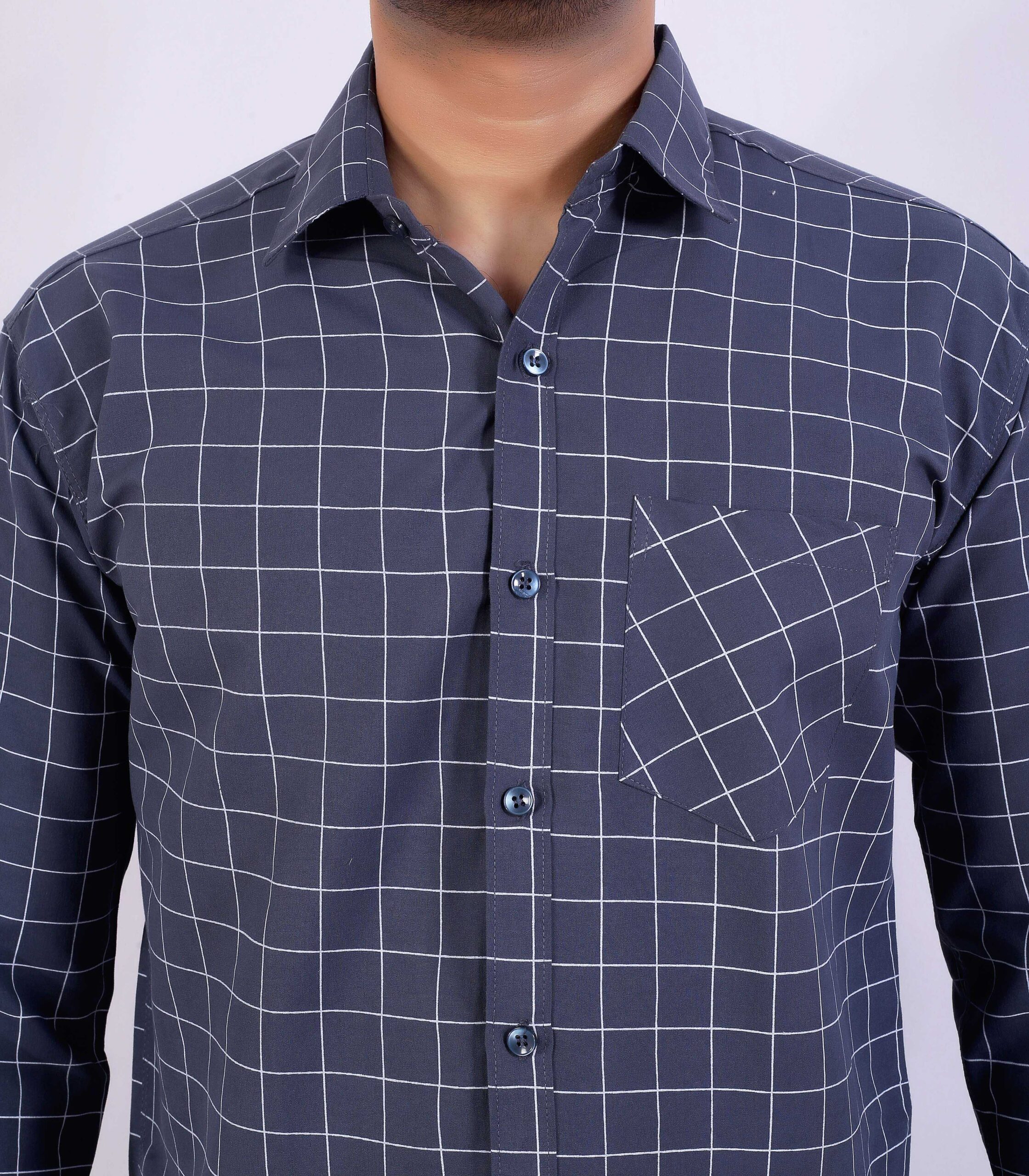 Blue Checkered Casual Shirt - Image 6