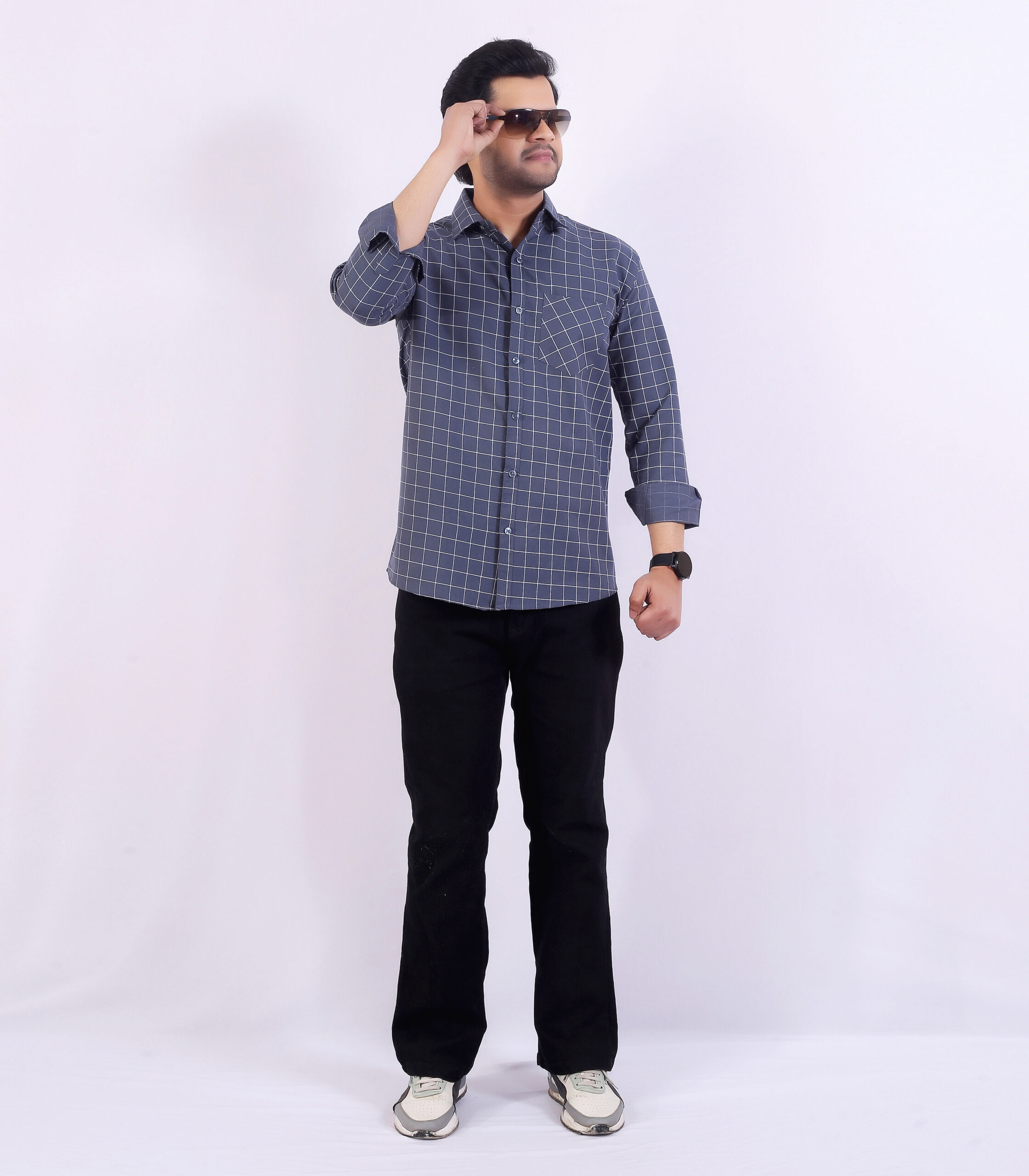 Blue Checkered Casual Shirt - Image 7