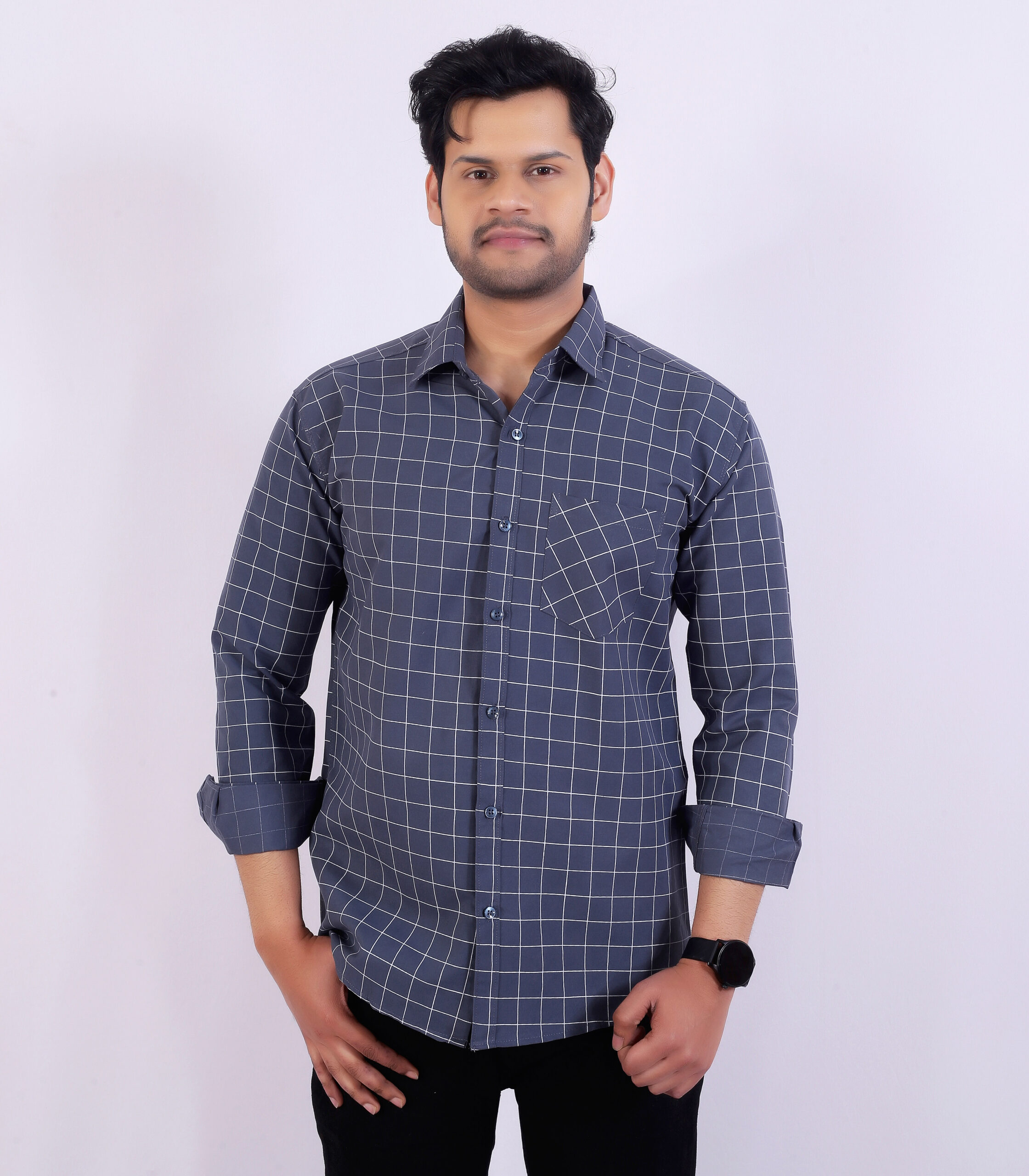 Blue Checkered Casual Shirt