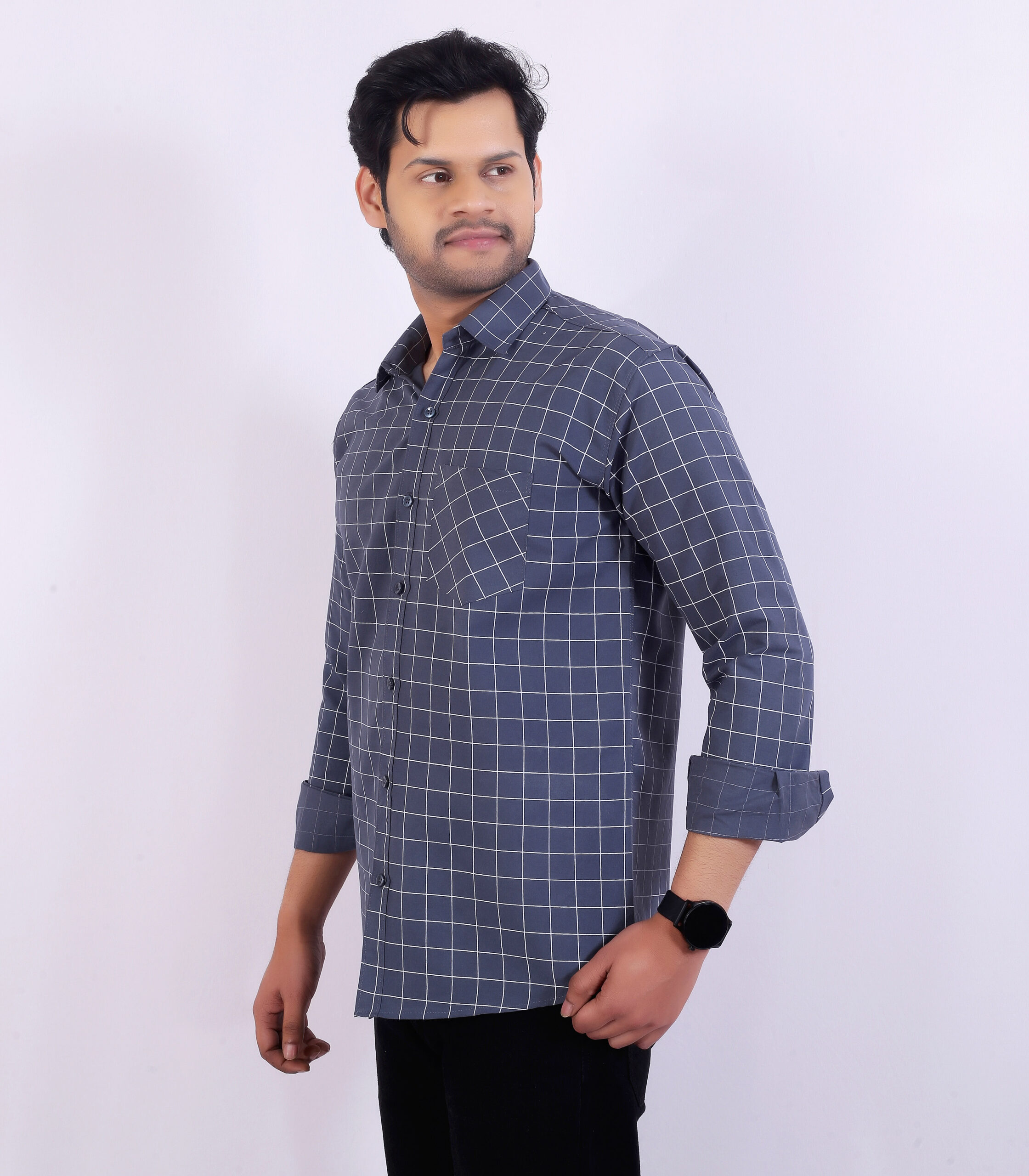 Blue Checkered Casual Shirt - Image 5