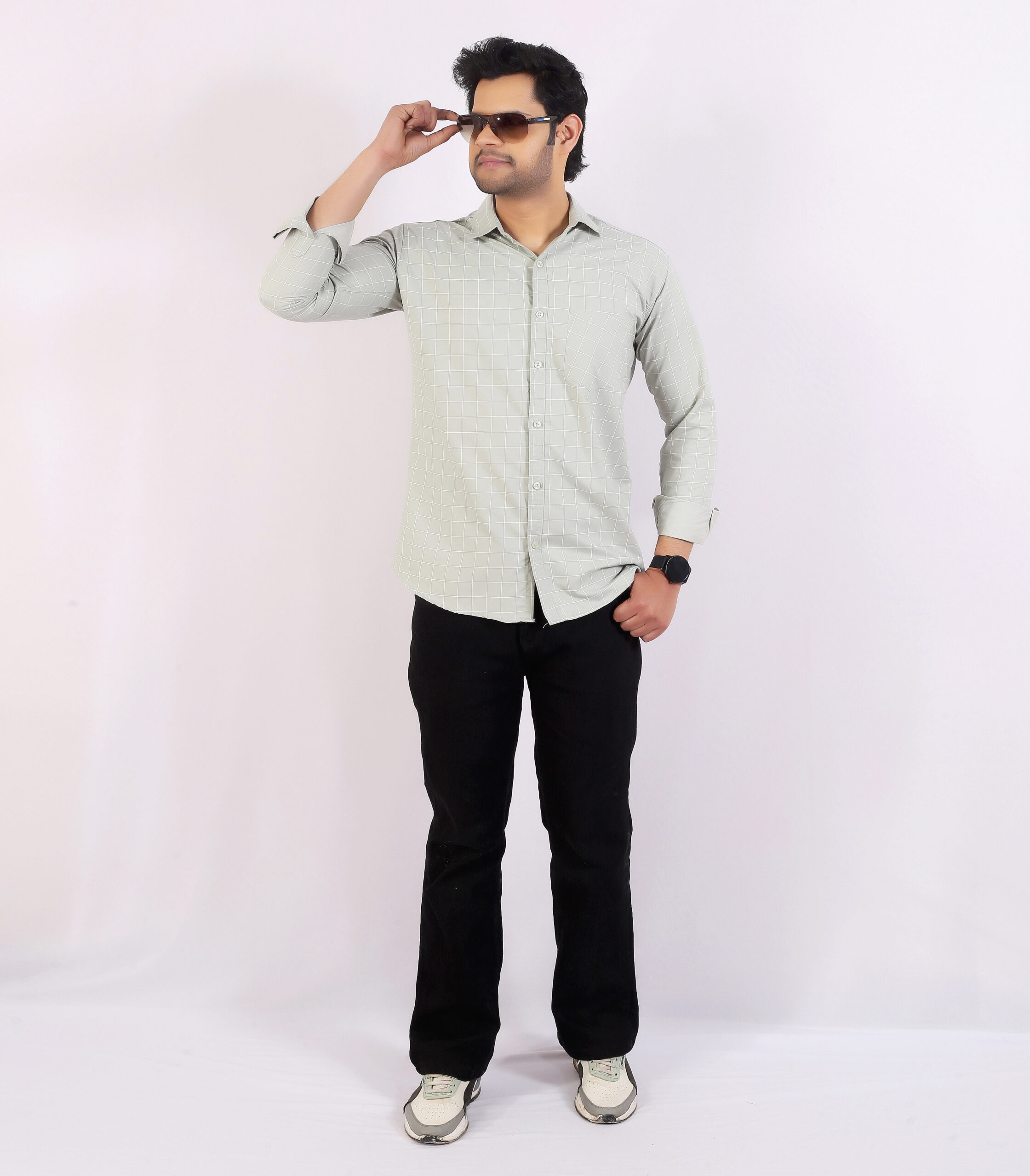 Men's Light Blue & White Striped Formal Shirt - Image 7