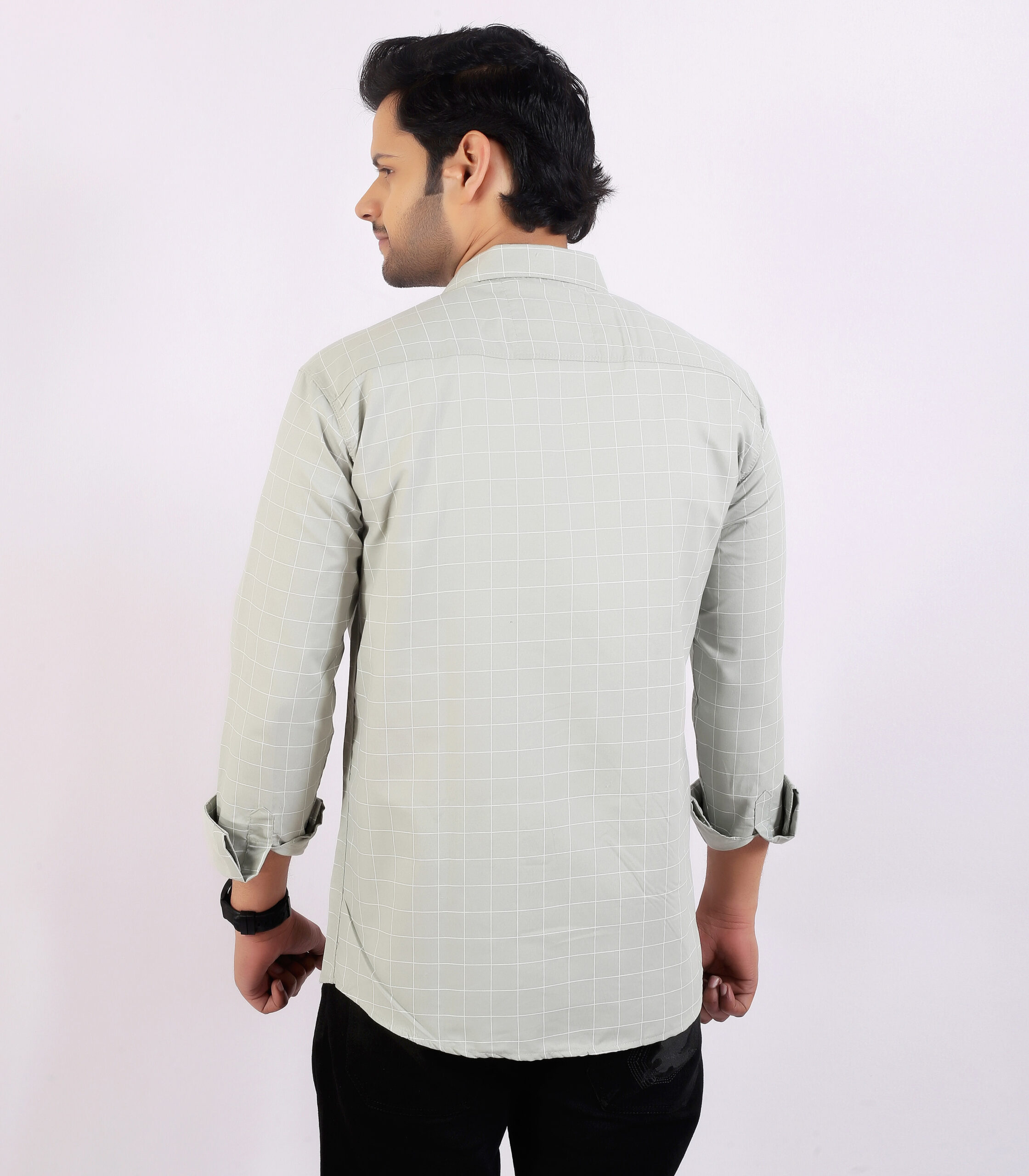Men's Light Blue & White Striped Formal Shirt - Image 2
