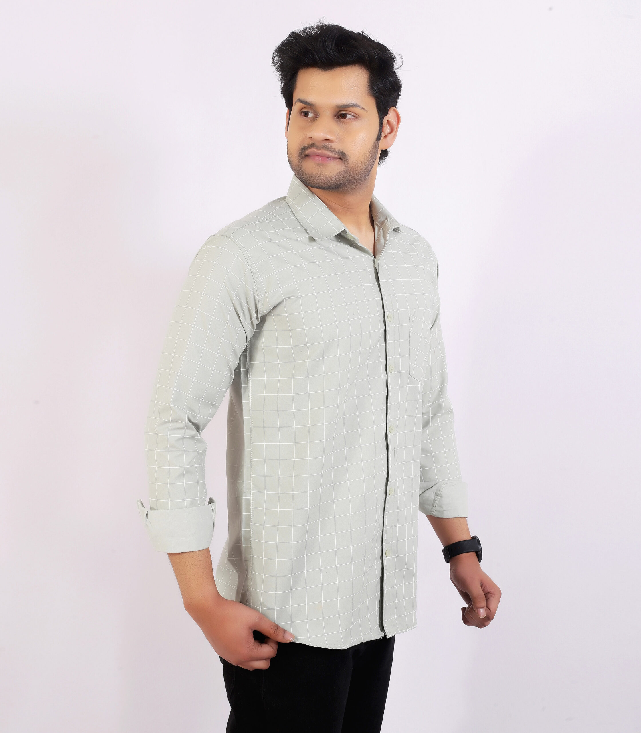 Men's Light Blue & White Striped Formal Shirt - Image 4