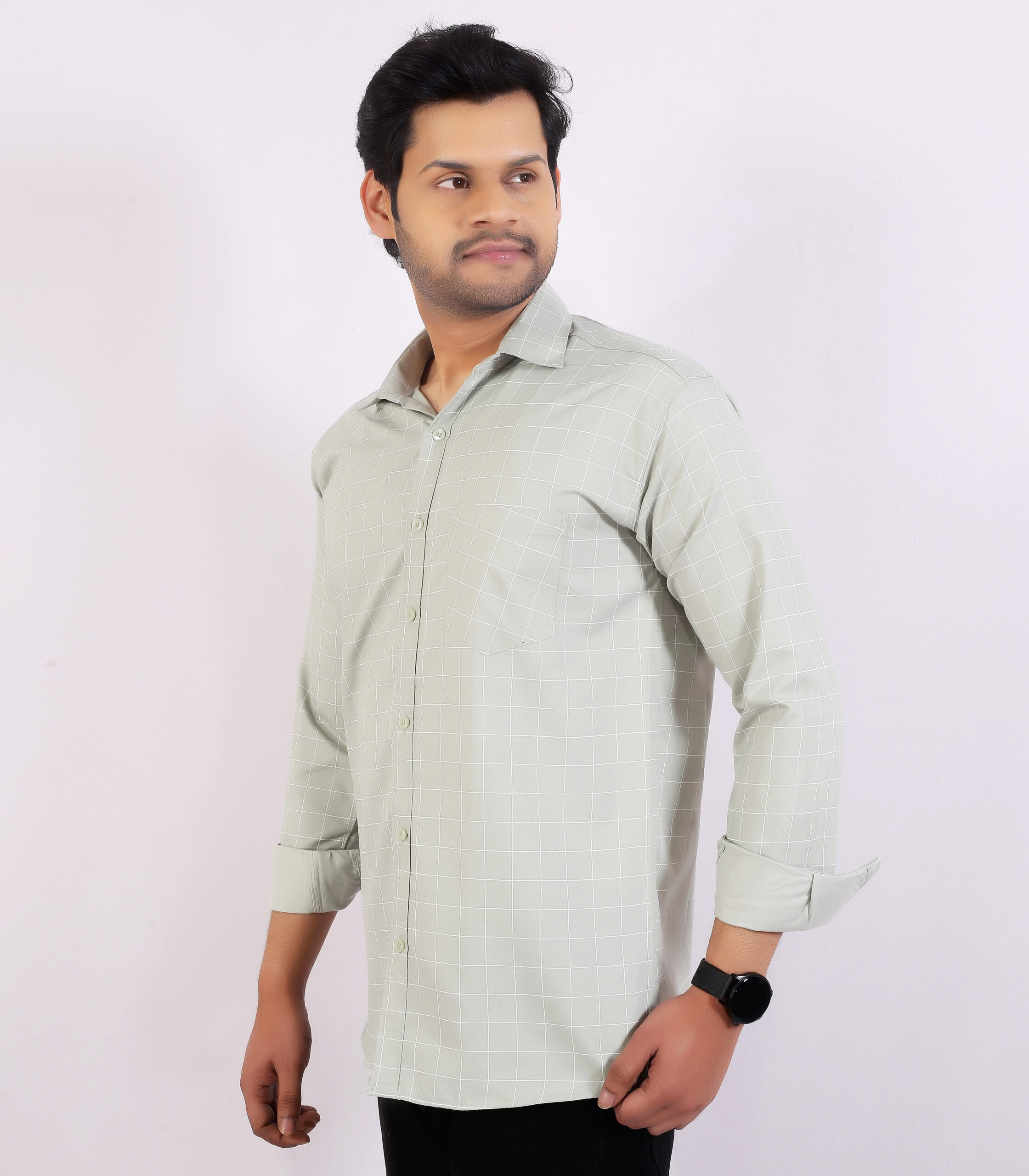 Men's Light Blue & White Striped Formal Shirt - Image 5