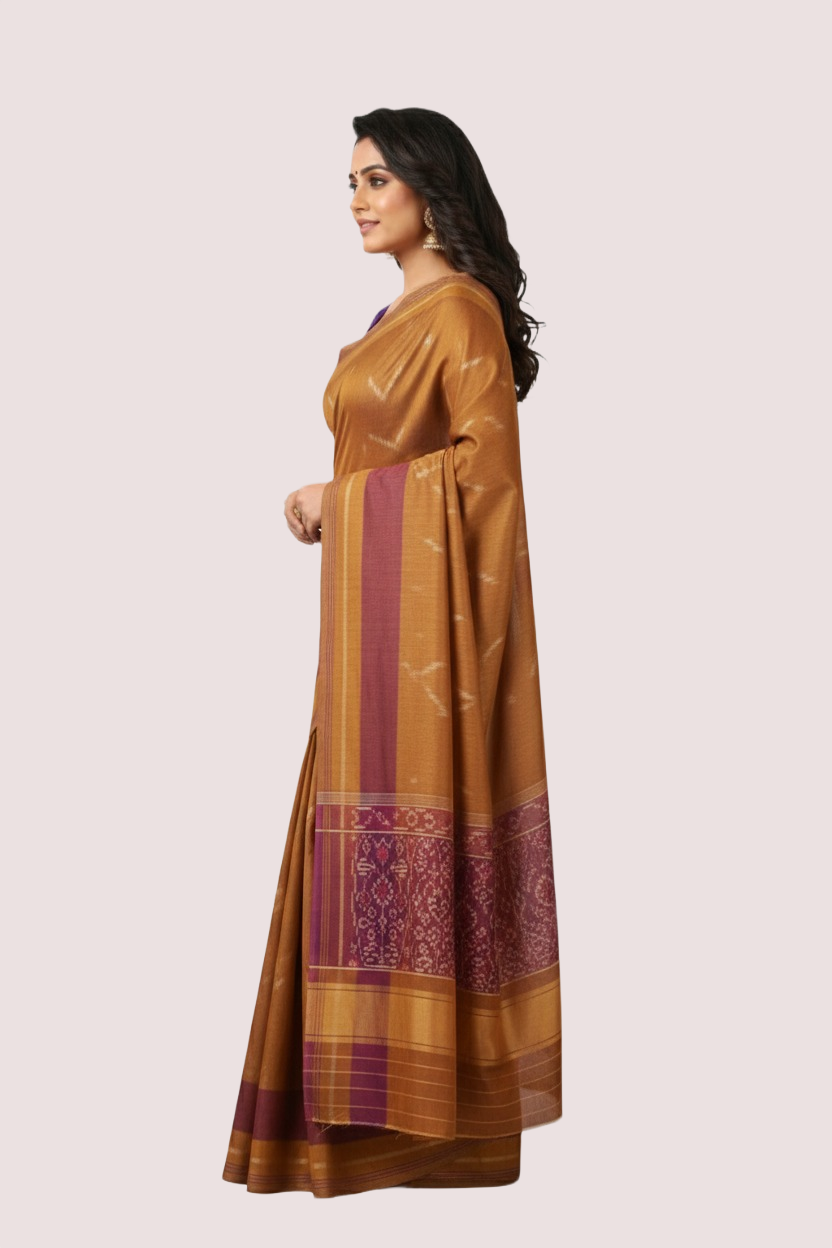 Brown Pure Silk Patola Saree - Image 3