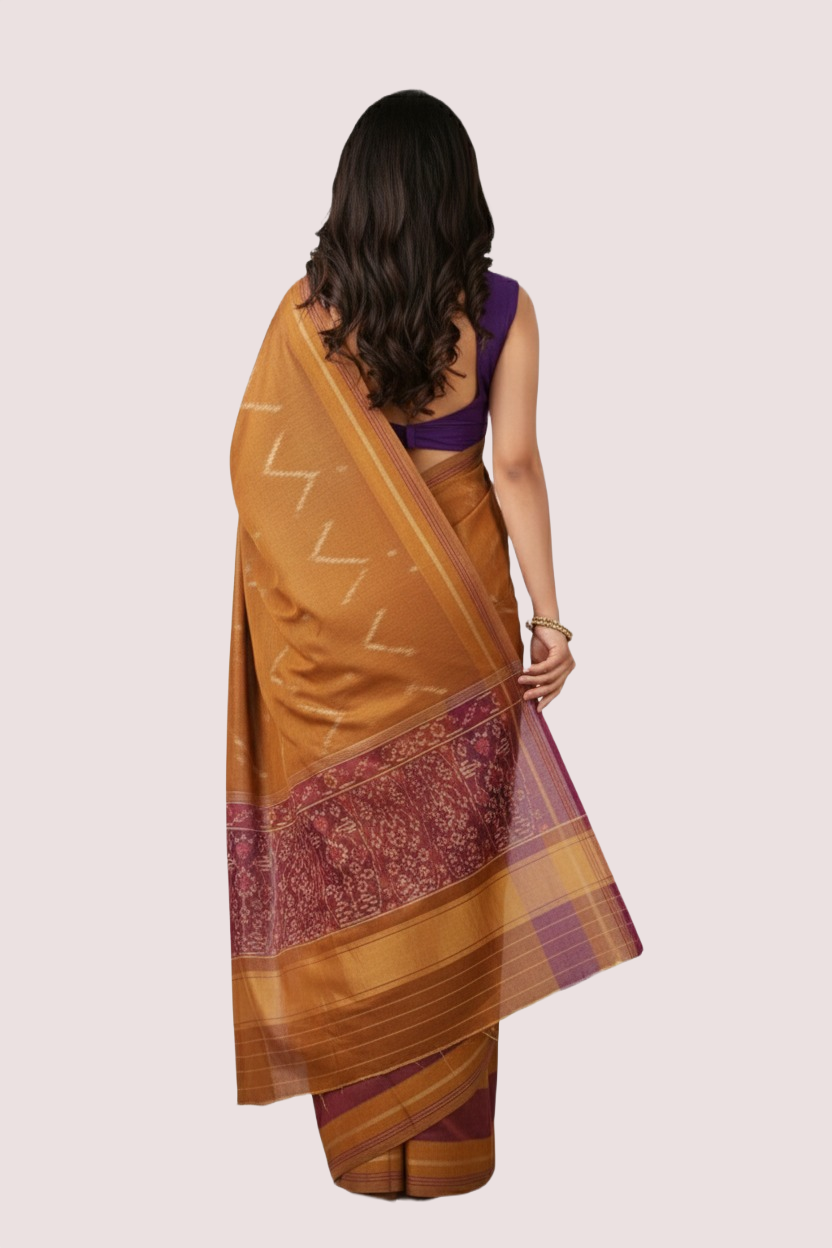 Brown Pure Silk Patola Saree - Image 4