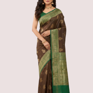 Dark Brown Silk Banarasi saree