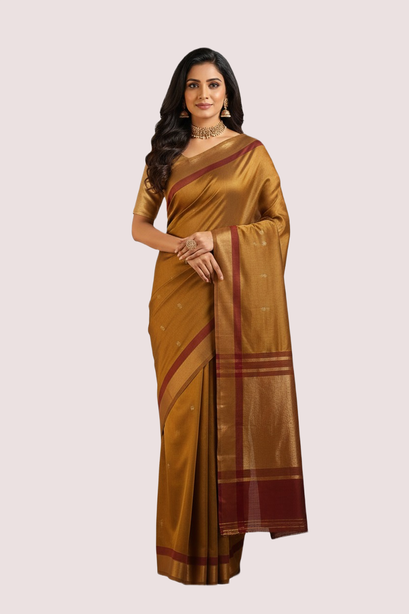 Silk Woven Brown Banarasi saree - Image 2