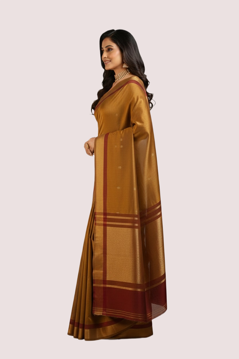 Silk Woven Brown Banarasi saree - Image 3