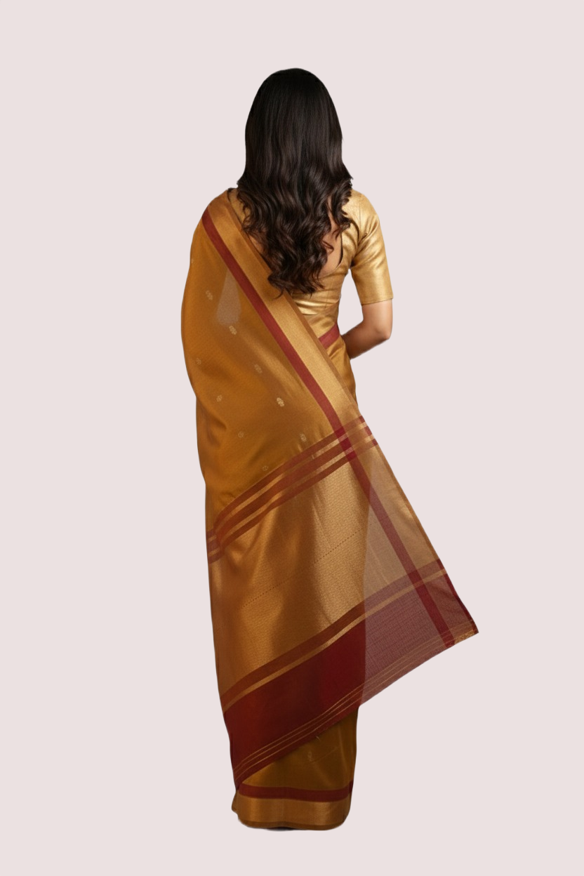 Silk Woven Brown Banarasi saree - Image 4