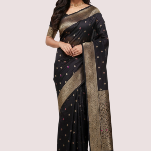 Black Silk Banarasi saree