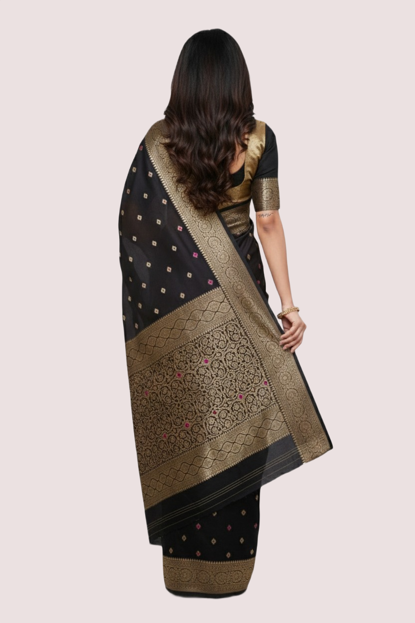 Black Silk Banarasi saree - Image 4
