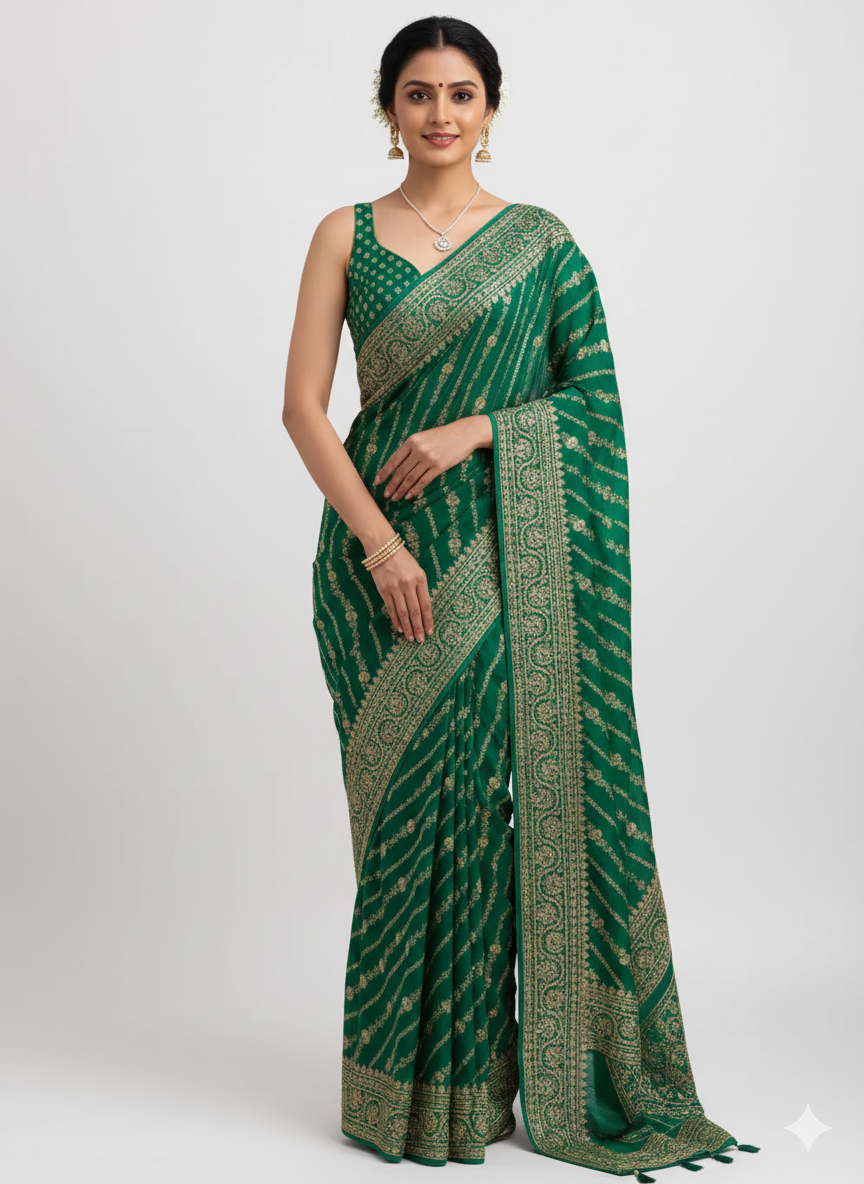 Green Colored Wedding Saree