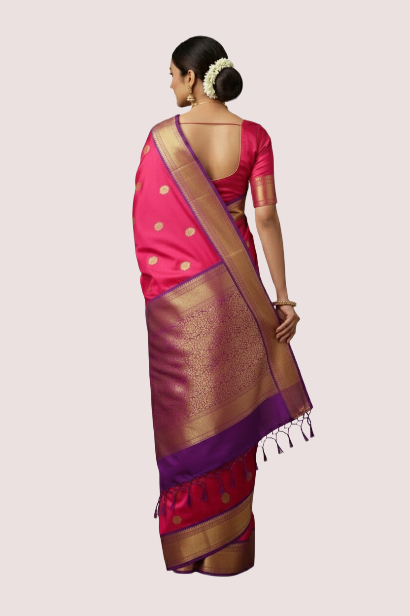 Pink Paithani Saree (Silk) - Image 3