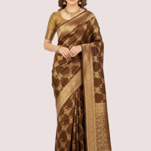 Brown Woven Wedding Saree