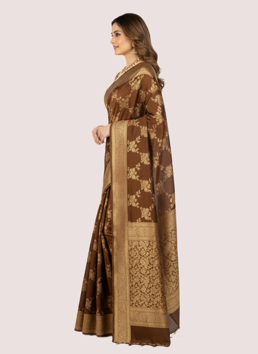 Red Silk Woven Party Saree ₹4,999.00 - Image 4