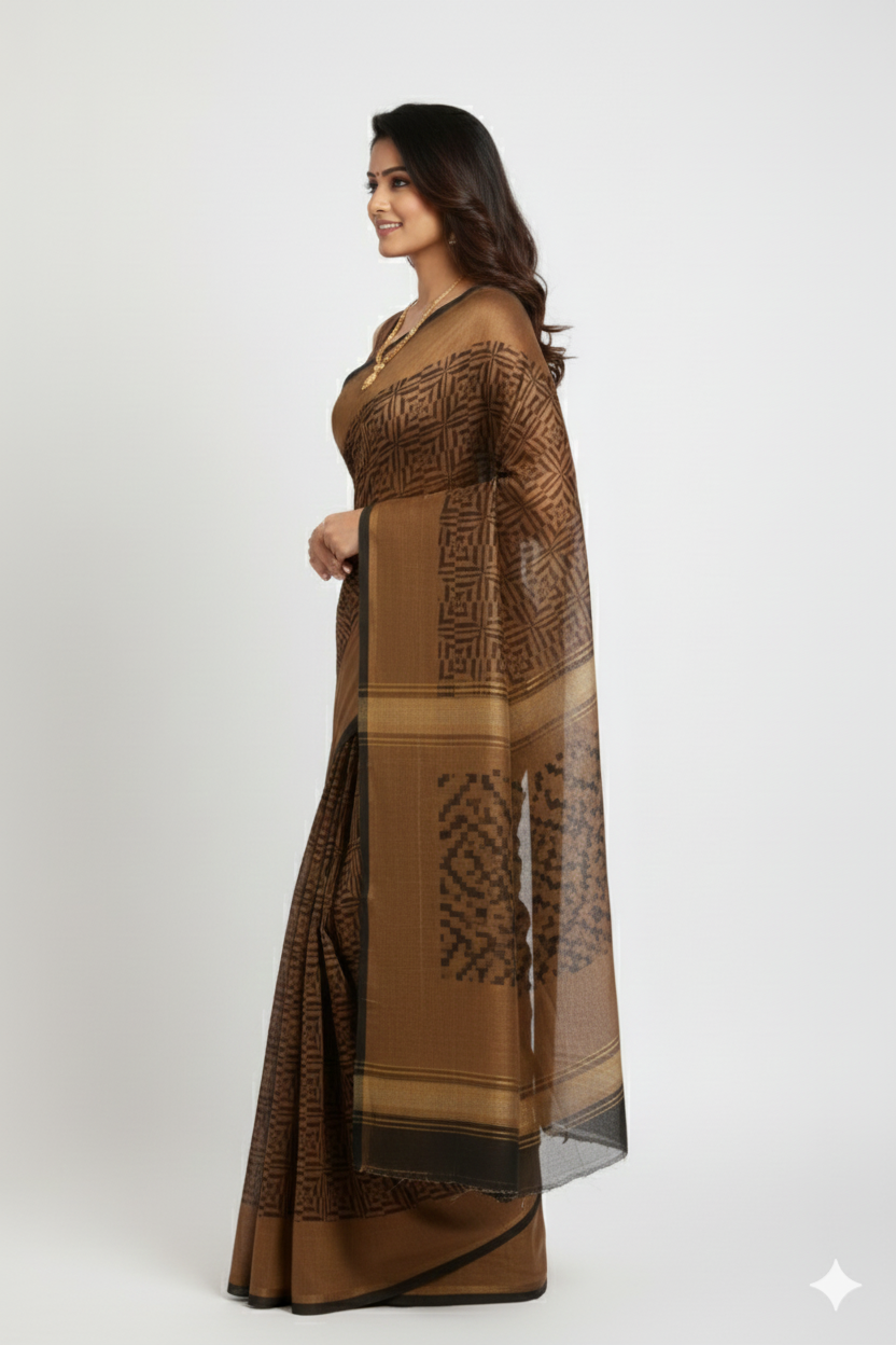 Brown Woven viscous Tissue Party Saree - Image 4