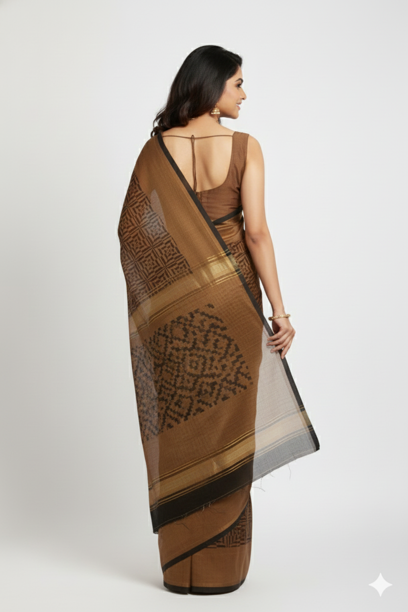 Brown Woven viscous Tissue Party Saree - Image 5