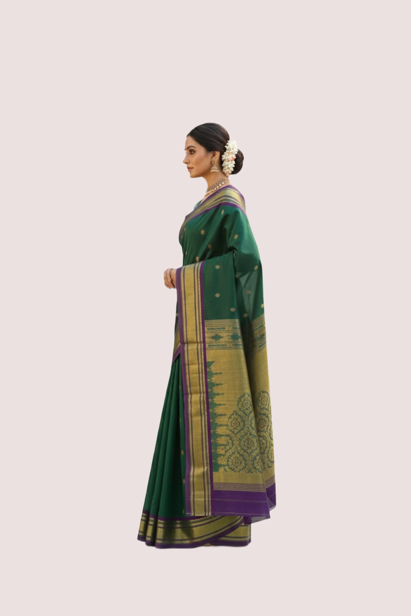 Green Silk Paithani Saree - Image 3