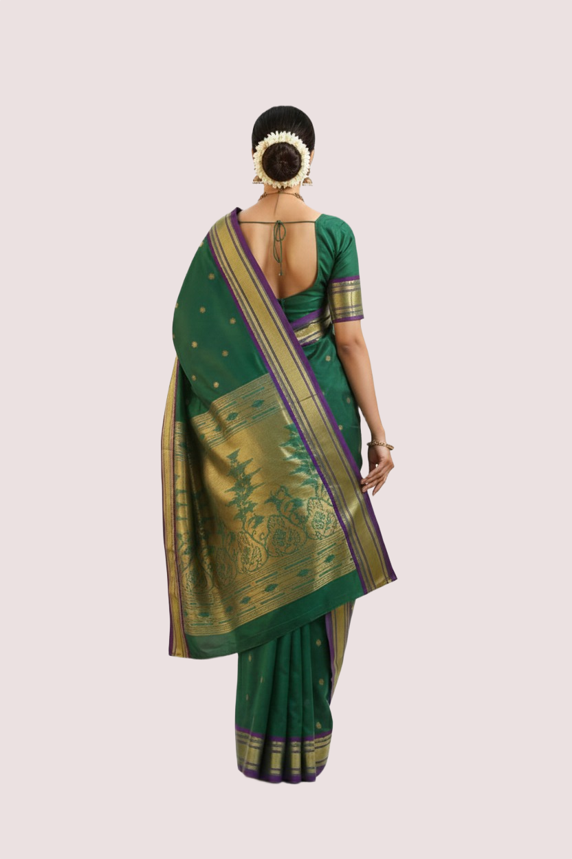 Green Silk Paithani Saree - Image 4