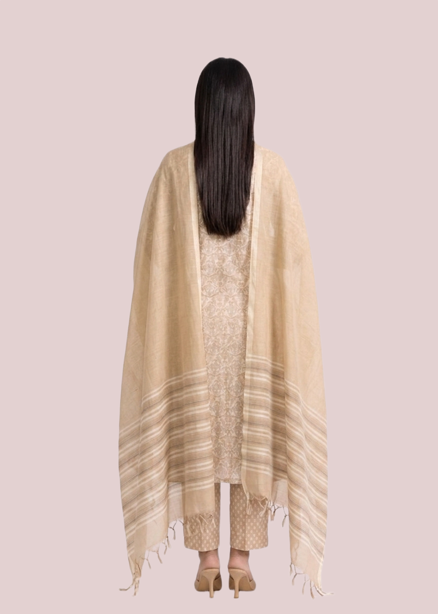 Beige Lightweight Cotton Suit Set - Image 4