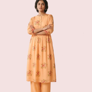 A-line silhouette Orange Kurta ₹1,999.00