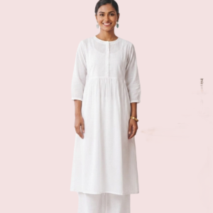 White Short Sleeve Cotton Kurta ₹1,749.00