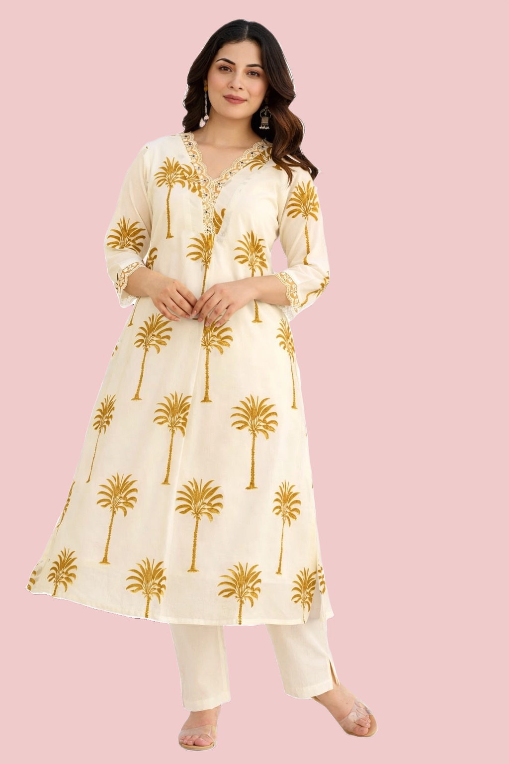 Palm Breeze Floral Cotton Kurta - Image 4