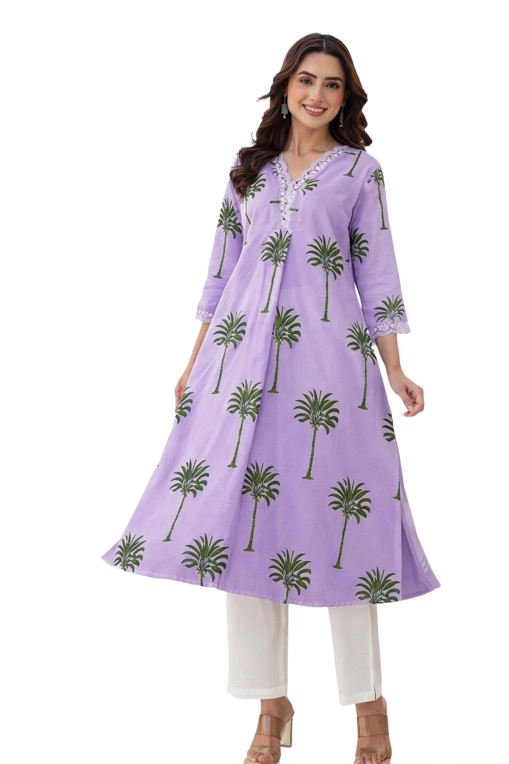 Violet Palm Breeze Cotton Kurta - Image 3