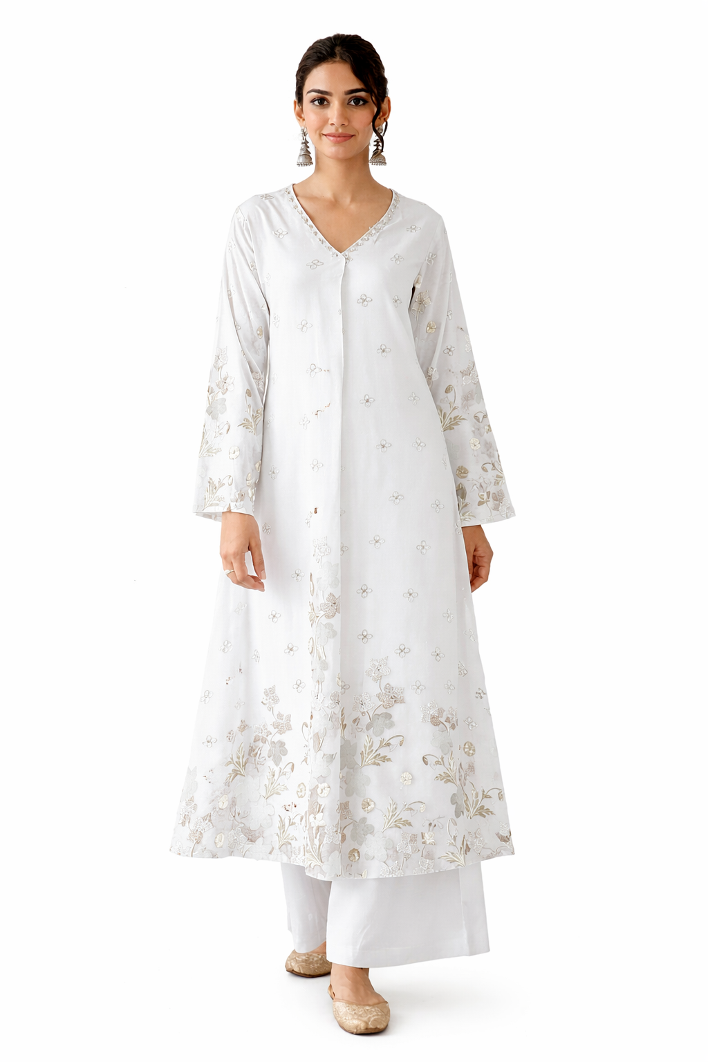 Elegant Printed White Cotton Kurta - Image 4